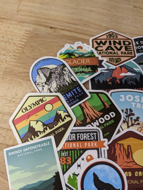 lot 100A image: 50 New National Park Theme Aesthetic Stickers for Water Bottles, Laptops, Scrapbook Etc E