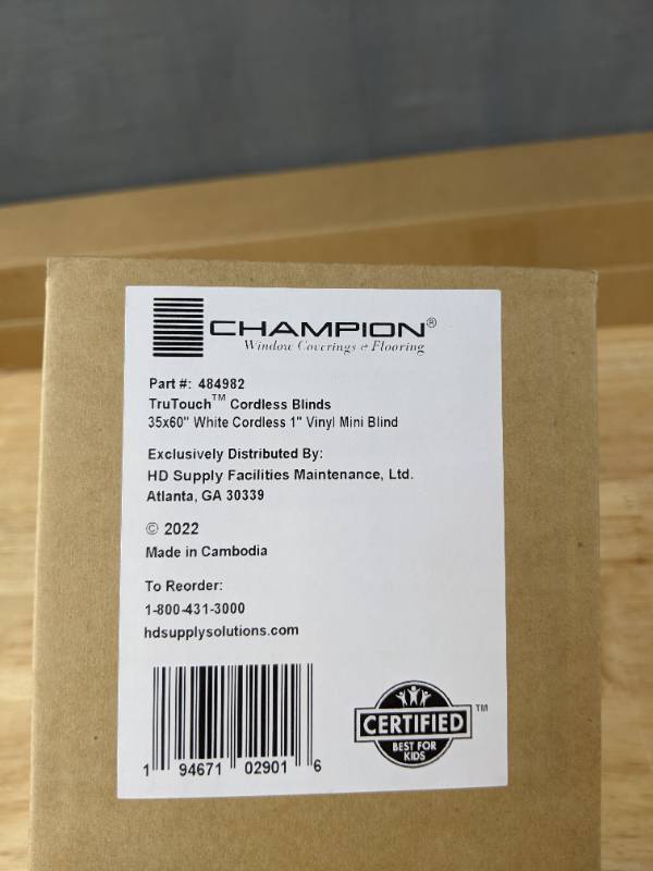 lot 77A image: 3 Brand New Champion TruTouch Cordless Vinyl Blinds White S