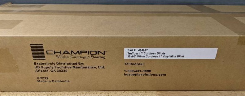 lot 86A image: 4 Brand New Champion TruTouch Cordless Vinyl Blinds White S