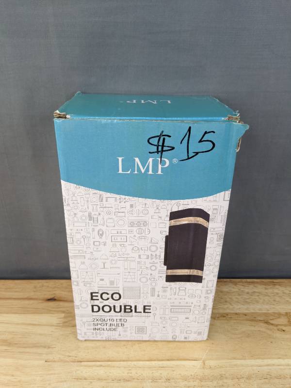lot 88D image: (3) New Grey LMP Double Outdoor Wall Lights Retail $93 S