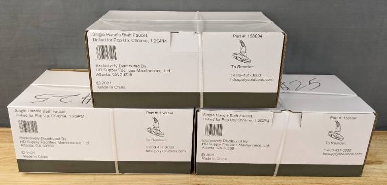 lot 89A image: 3 Brand New HD Supply Single Handle 1.2gpm Sink Faucets $60 Total Retail S