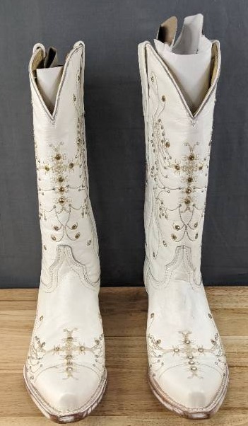 lot 14F image: Brand New Soto Cowgirl Boots Womens Size 9 White $149.95 Retail L