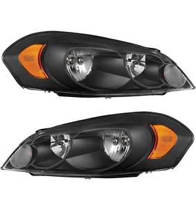 lot 64 image: New Headlight Assembly Compatible with 2006-2013 Chevy Impala 06 07 Chevy Monte Carlo Replacement Headlamp Black Housing Amber Reflector Clear Lens $88.76 Retail B
