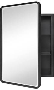 lot 53 image: New TEHOME Farmhouse Black Metal Framed 16 x 24 Recessed Bathroom Medicine Cabinet $149.99 Retail B