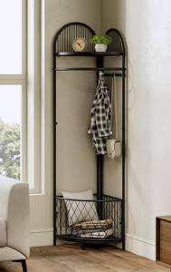 lot 104 image: New XIV Corner Hall Tree with Basket $79.99 Retail B