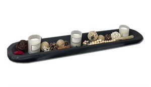 lot 91 image: New Hand Carved Wooden Dough Bowl, Black $47.99 Retail B