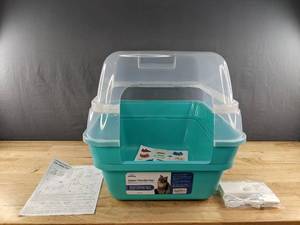 lot 76 image: New Petfamily Odor Control Cat Litter Box Large Jumbo Hooded Odor Removal Litter Boxes Teal $59.99 Retail B