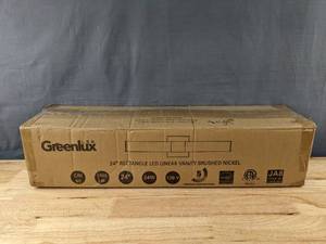 lot 94 image: New Greenlux 24 INCH Square LED Vanity Light, Brushed Nickel $59.59 Retail B