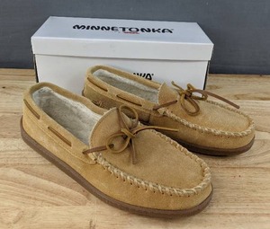 lot 98C image: Minnetonka Pile Lined Hardsole Slipper Mens Size 10.5M Tan N