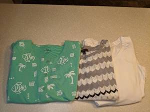 lot 410 image: Three Womens Tops Palm Grove fever d&co Green White gray Size Medium P