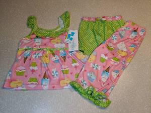 lot 422 image: New Rashti & Rashti Candle Sticks Girls 3 Piece Pajama Set Ice Cream Cupcakes Candy Size 4T P