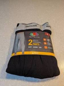 lot 441 image: New Mens Fruit of the Loom 2 Pair Thermal Pants Black Size Medium 32-34 P