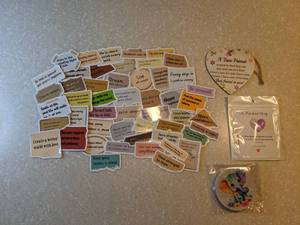 lot 442 image: 50 Brand New Inspirational Stickers Pocket Hug Friend Ornament 2 Car Cupholder Coaster P