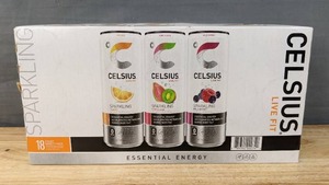 lot 19B image: 2 Cases of Brand New Celsius Sparkling Energy Drinks, 18 Count Variety Pack, 12 Fluid Ounce N