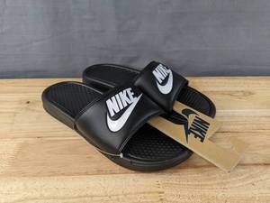 lot 53A image: New Nike Benassi JDI Slide Sandals Mens Size 9 Black N