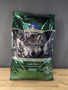 lot 25B image: Brand New 24-lb. Bag of Blue Buffalo Wilderness Natural High-Protein Wholesome Grains Dry Food for Adult Dogs, Duck Recipe $73.99 Retail O