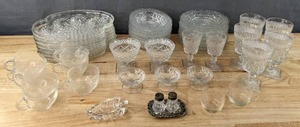 lot 107 image: 47 Piece GlassCrystal Dishes, Salt & Pepper Shaker Set, and Candy Dish M