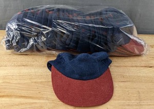lot 144F image: 144 Brand New Yupoong Slide Back Navy & Salmon Hats OSFM A