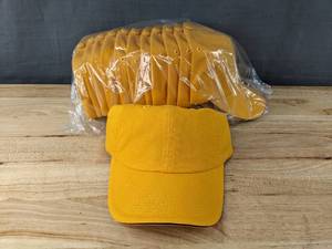 lot 114F image: 60 Brand New Advantage Series Ltd. Athletic Gold with Maroon Hats OSFM A