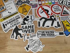lot 52A image: 50 Brand New Party Drinking Stickers Beer Tequila Wine N