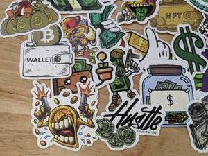 lot 59B image: 50 Brand New Money Hustle Stickers Cash NFT N