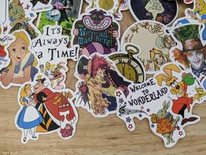 lot 65A image: 50 Brand New Alice in Wonderland Stickers N