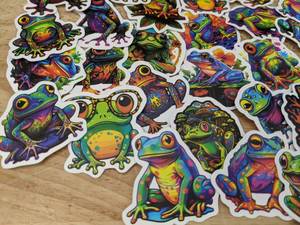 lot 68A image: 50 Brand New Colorful Frog Stickers N