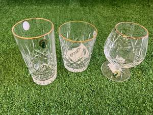 lot 179 image: Waterford Crystal Lismore Gold Rim Glasses