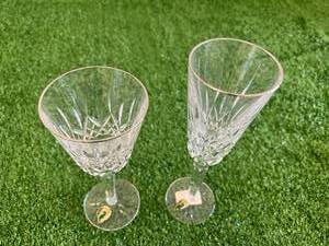 lot 197 image: Waterford Crystal Lismore Flute Platinum Glasses (2)