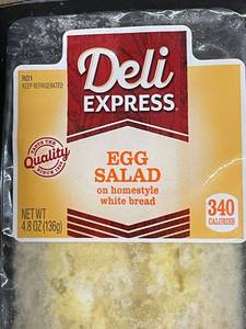 lot 16 image: G - Deli Express Egg Salad Sandwich on Homestyle White Bread - 10 Pack
