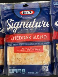 lot 43 image: F - Lot of 3 Kraft Signature Cheddar Blend 8 oz Shredded Cheese