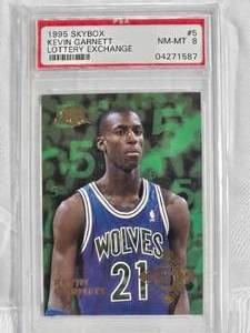 lot 5 image: Kevin Garnett 1995 SkyBox Lottery Exchange #5, PSA 8, NM-MT