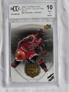 lot 6 image: Michael Jordan 2009-10 Upper Deck Legacy Collection Gold #82 BGS 10 Gem Mint