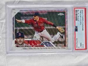 lot 11 image: Trevor Story 2023 Topps Chrome #23 Blue Wave Refractor PSA 9 Mint Numbered 4675