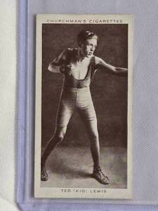 lot 21 image: Ted (Kid) Lewis 1938 Churchmans Cigarettes Boxing Personalities #25 Vintage Sports Card - British Boxing Legend