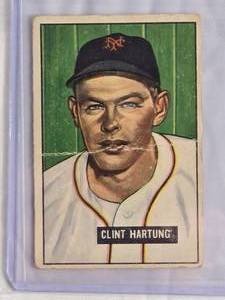 lot 25 image: Clint Hartung 1951 Bowman Baseball Card #234 New York Giants Vintage Baseball Card