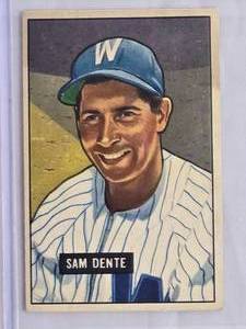 lot 36 image: Sam Dente 1951 Bowman #133 Washington Senators Vintage Baseball Card