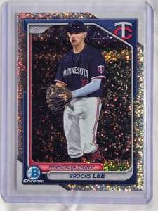 lot 40 image: Brooks Lee 2024 Bowman Chrome Minnesota Twins Card BCP-143 Refractor Serial Numbered 110299