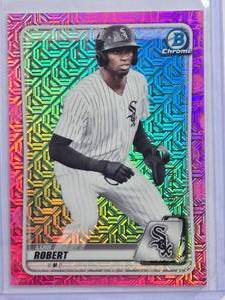 lot 52 image: Luis Robert 2020 Bowman Chrome Prospects Pink Mojo #BCP-150 Numbered 164199 - Chicago White Sox
