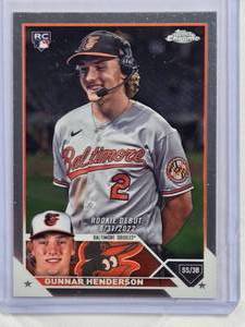 lot 75 image: Gunnar Henderson Rookie 2023 Topps Chrome Rookie Debut #USC208 - Baltimore Orioles