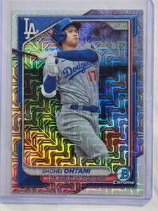 lot 89 image: Shohei Ohtani 2024 Bowman Chrome Mojo Refractor Card #33 - Los Angeles Dodgers