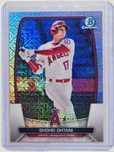 lot 90 image: Shohei Ohtani 2023 Bowman Chrome Mojo Refractor Card #51 - Los Angeles Angels