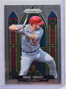 lot 91 image: Mike Trout 2021 Panini Prizm Stained Glass SP Card #SG-1 - Los Angeles Angels