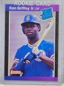 lot 98 image: Ken Griffey Jr. 1988 Leaf Donruss Rated Rookie Card #33 - Seattle Mariners