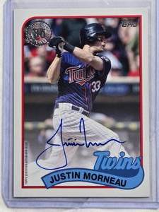 lot 110 image: Justin Morneau On Card Auto 2024 Topps 35th Anniversary #89BA-JM