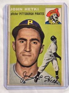 lot 129 image: John Hetki 1954 Topps #161 Vintage Baseball Card - Pittsburgh Pirates