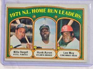 lot 139 image: 1971 N.L. Home Run Leaders Willie Stargell, Hank Aaron, Lee May Topps #89