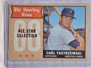 lot 140 image: Carl Yastrzemski 1968 Topps The Sporting News All Star Selection #369