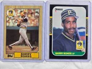 lot 146 image: Lot of 2 Barry Bonds Rookie Cards 1986 Leaf #361 & 1987 Topps #320