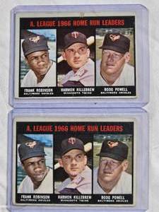lot 153 image: Lot of 2 American League 1966 Home Run Leaders Frank Robinson, Harmon Killebrew, Boog Powell Topps #243 - Vintage Baseball Card